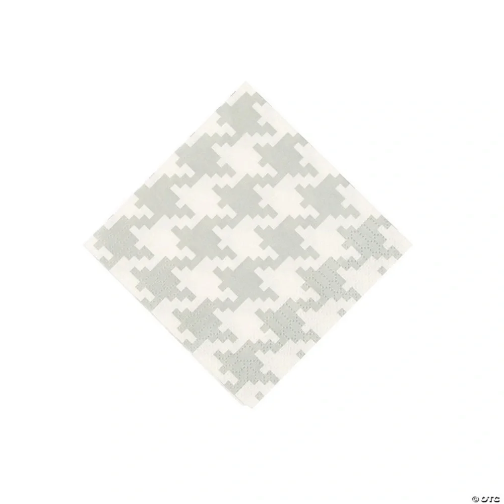 MUST BUNDLE Silver Houndstooth Print Beverage Napkins